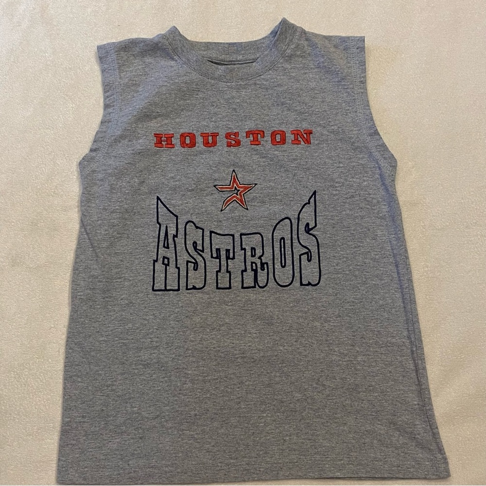 Vintage Youth MLB Houston Astros Embroidered Sleeveless Gray T-Shirt Mighty Mac